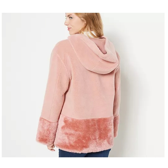 Koolaburra by UGG Women S Pink Rose Full Zip Hooded Faux Fur Fuzzy Jacke… - Picture 2 of 13